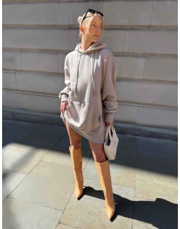 Oversized Sweat Hoodie Dress Ash