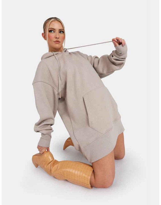 Oversized Sweat Hoodie Dress Ash