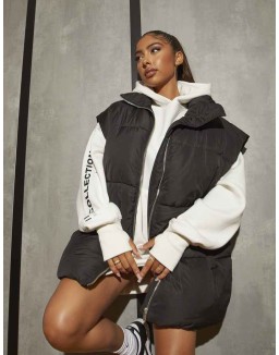 Oversized Text Hoody Ecru