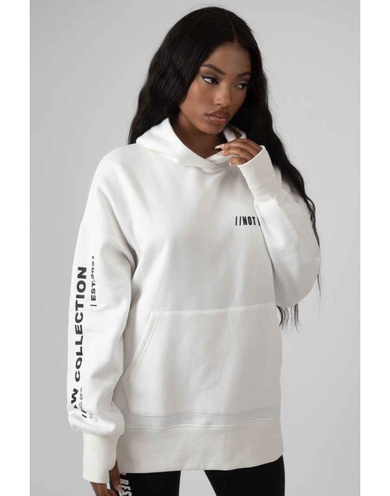 Oversized Text Hoody Ecru