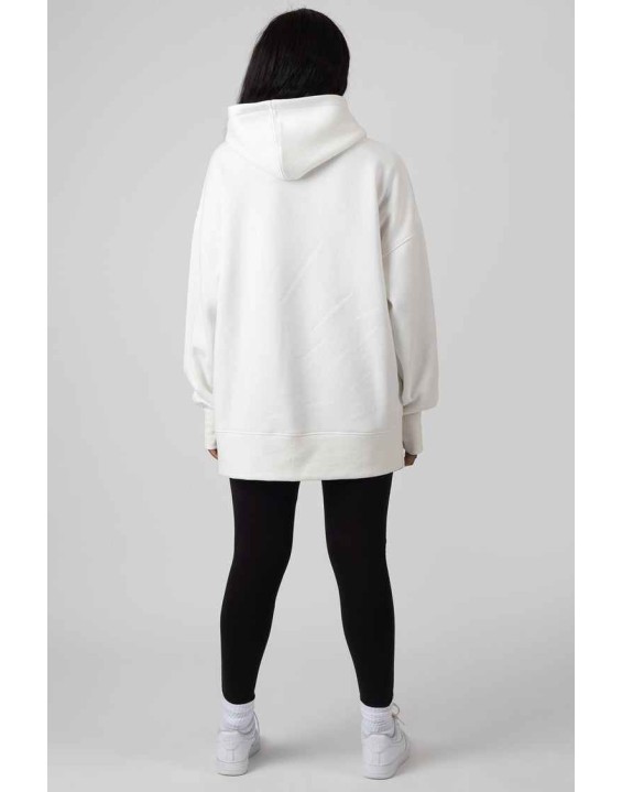 Oversized Text Hoody Ecru