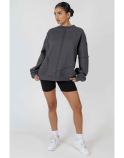 Oversized Exposed Seam Detail Sweatshirt Dark Grey