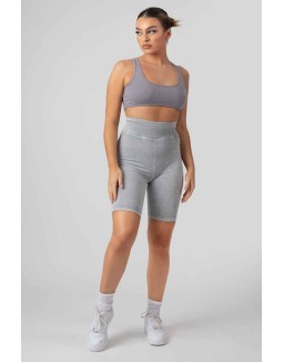 Coordinate Slogan Cycling Short Grey Acid Wash