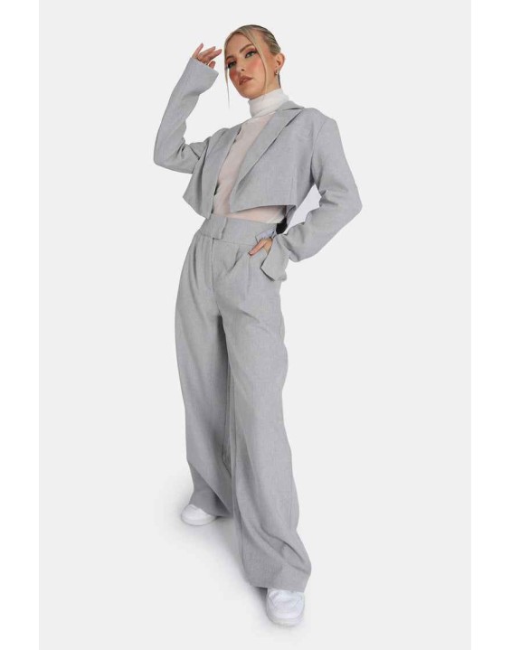 Tailored Wide Leg Trouser Grey