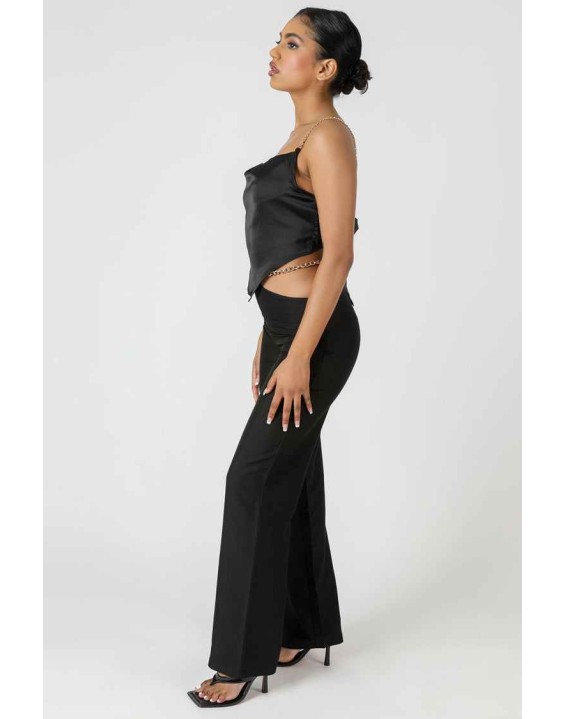 Chain Strap Handkerchief Top Black