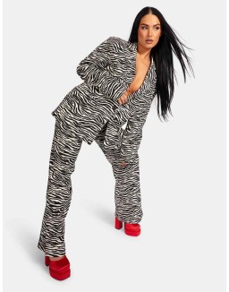 High Waist Wide Leg Trouser Zebra