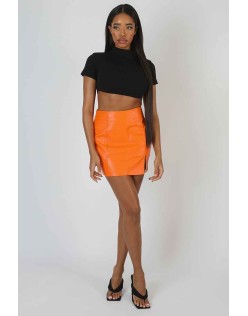 Pu Mini Skirt Orange