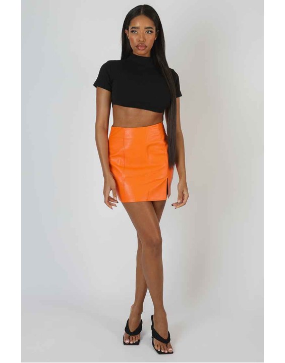 Pu Mini Skirt Orange