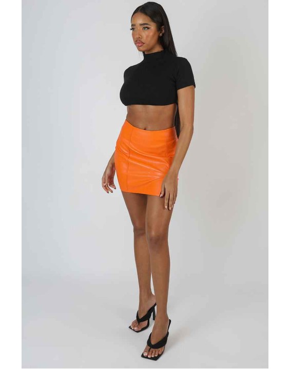 Pu Mini Skirt Orange