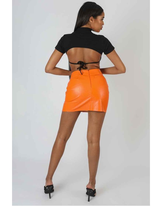 Pu Mini Skirt Orange