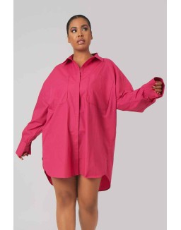 Curve Oversized Poplin Shirt Dress Pink