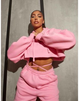 Oversized Super Cropped Hoody Pink