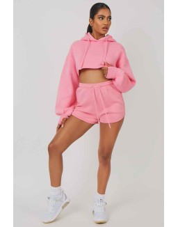 Oversized Super Cropped Hoody Pink