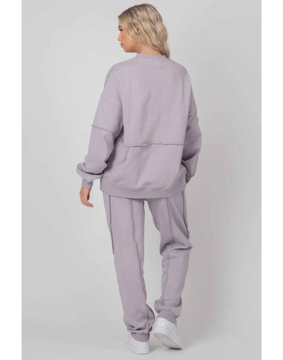 Oversized Fit Raw Edge Joggers Lilac