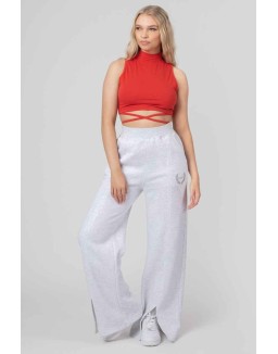 High Neck Strappy Waist Crop Top Red