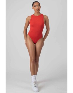Drop Armhole Bodysuit Red