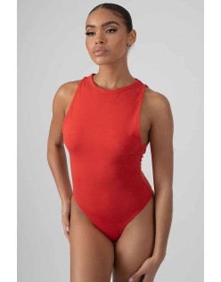 Drop Armhole Bodysuit Red