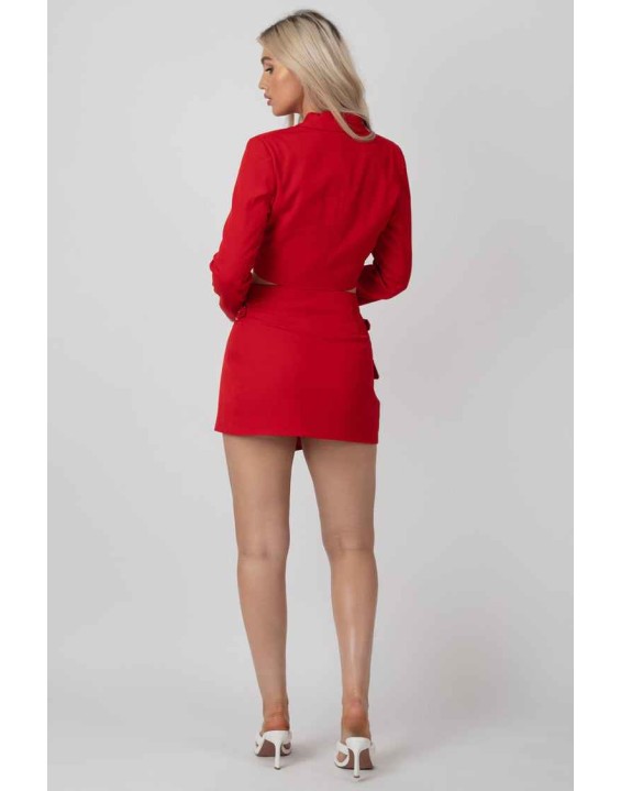 Buckle Detail Mini Skirt Red