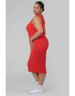 Curve Bodycon Scoop Neck Midi Dress Red