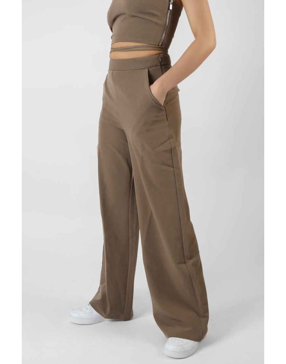 High Waist Wide Leg Trouser Taupe