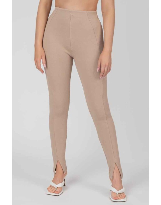 Rib Mix Acid Wash Shaper Legging Taupe
