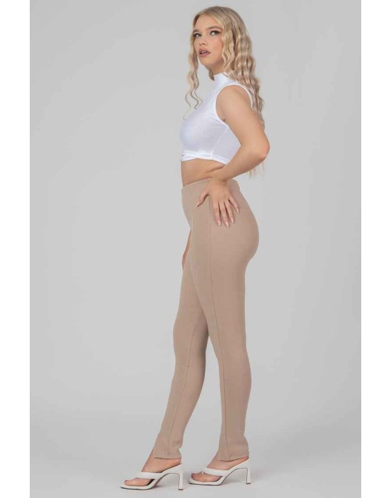 Rib Mix Acid Wash Shaper Legging Taupe