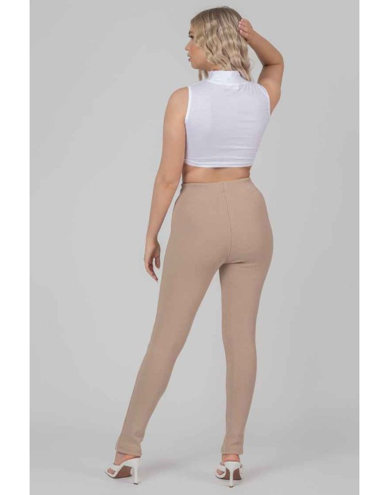 Rib Mix Acid Wash Shaper Legging Taupe