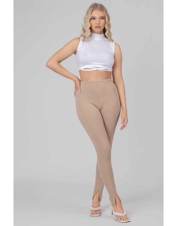 High Neck Strappy Waist Crop Top White