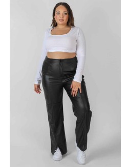Curve Scoop Neck Long Sleeve Crop Top White