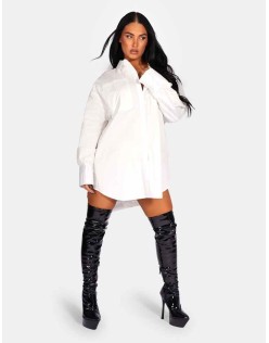 Oversized Poplin Shirt Dress White