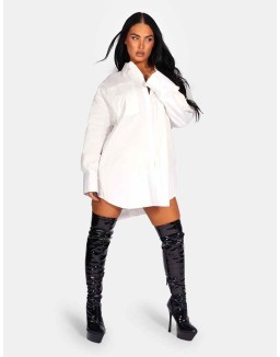 Oversized Poplin Shirt Dress White