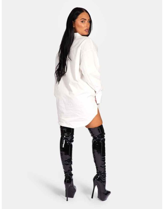 Oversized Poplin Shirt Dress White