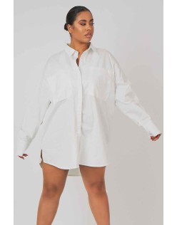 Curve Oversized Poplin Shirt Dress White