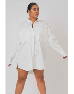 Curve Oversized Poplin Shirt Dress White