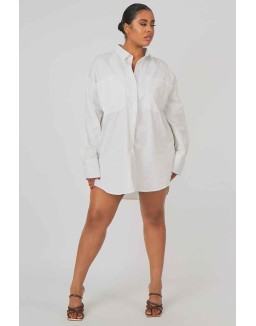 Curve Oversized Poplin Shirt Dress White
