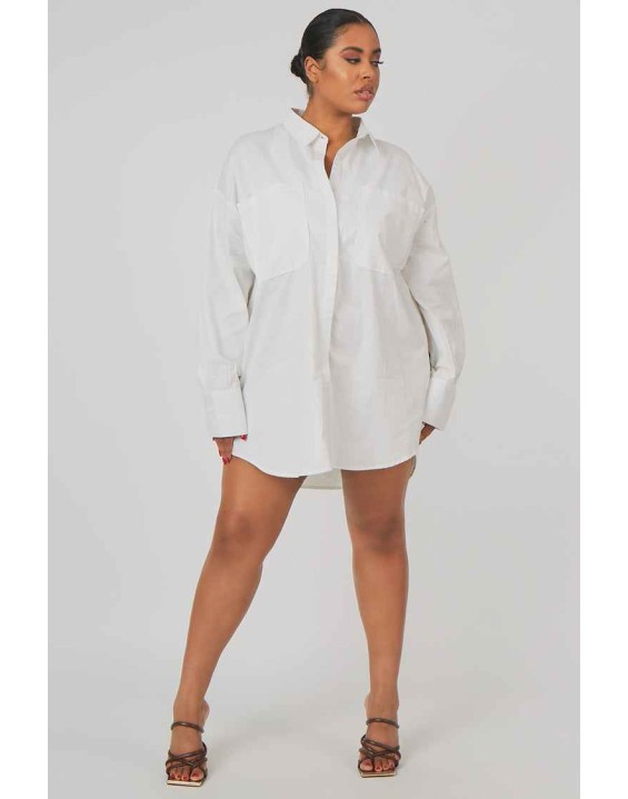 Curve Oversized Poplin Shirt Dress White
