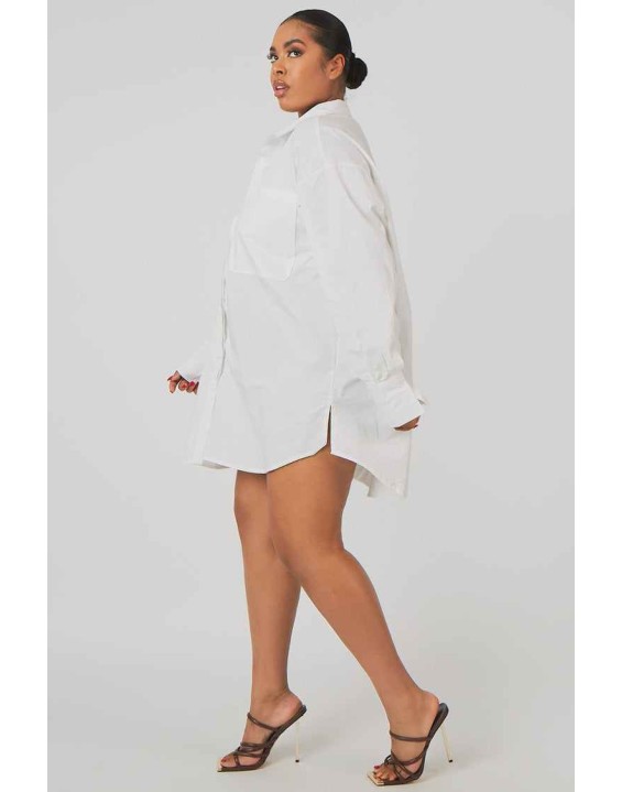 Curve Oversized Poplin Shirt Dress White