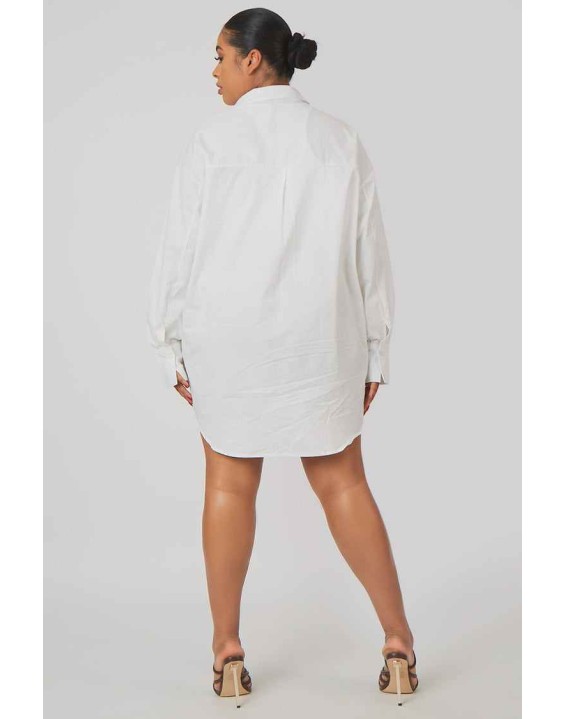 Curve Oversized Poplin Shirt Dress White