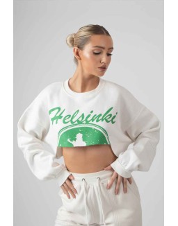 Oversized Extreme Cropped Sweat Ivory