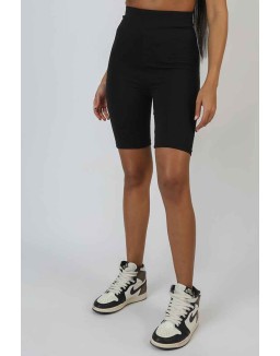 High Waisted Jersey Cycling Shorts Black