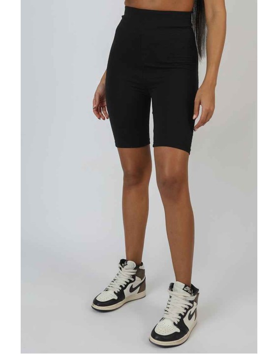 High Waisted Jersey Cycling Shorts Black