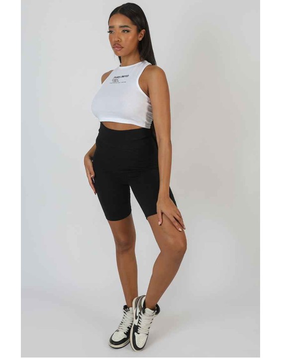 High Waisted Jersey Cycling Shorts Black