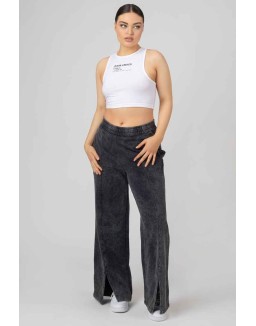 Oversized Fit Split Front Seam Detail Wide Leg Joggers Acid Wash
