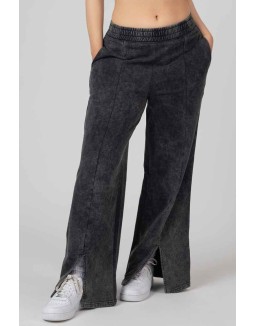 Oversized Fit Split Front Seam Detail Wide Leg Joggers Acid Wash