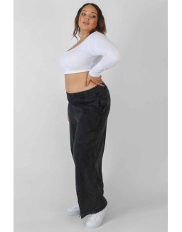 Curve Split Front Seam Detail Wide Leg Joggers Acid Wash