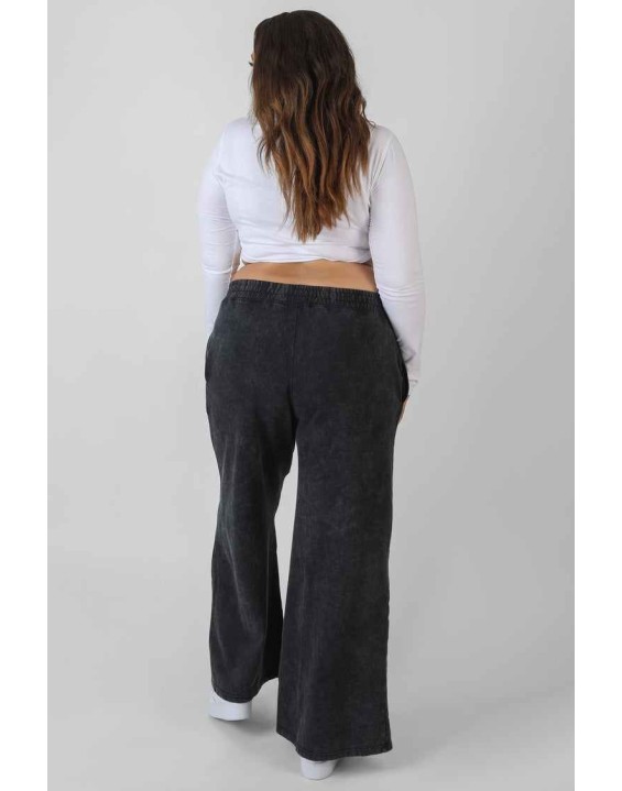 Curve Split Front Seam Detail Wide Leg Joggers Acid Wash