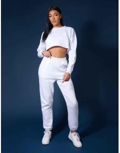 Oversized Cropped Sweat Oatmeal Marl