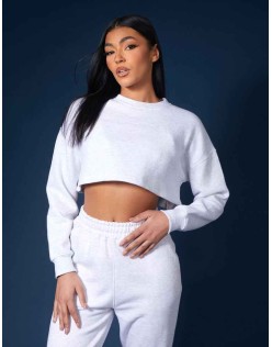 Oversized Cropped Sweat Oatmeal Marl