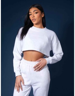 Oversized Cropped Sweat Oatmeal Marl
