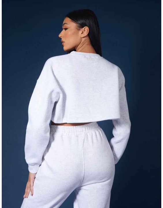 Oversized Cropped Sweat Oatmeal Marl